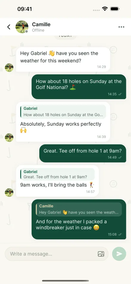 Messaging screen of the Par2 app