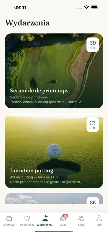 Ekran wydarzeń w aplikacji Par2